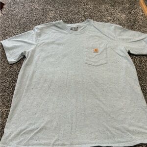 Carhartt womans Speckled Light blue Pocket Tee size 1x